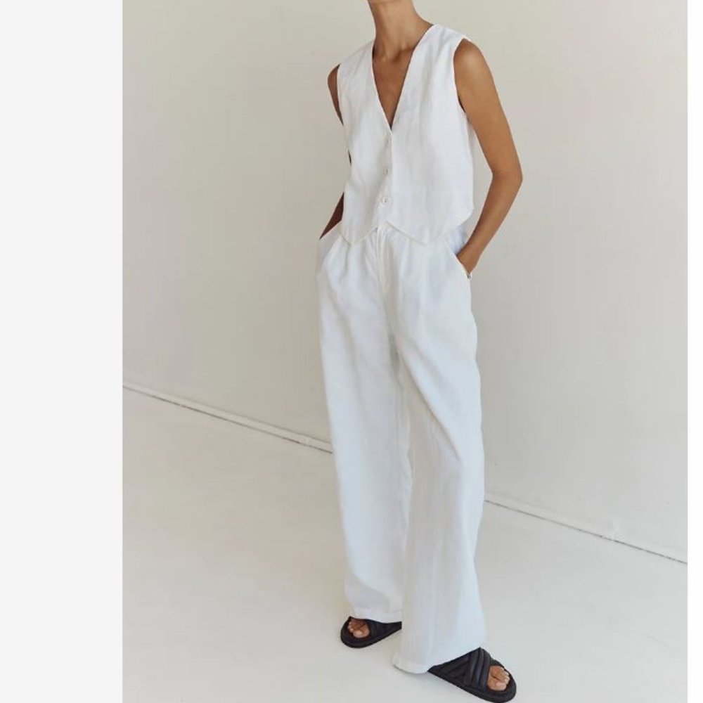 Dissh Norah White Linen Pant - US 6